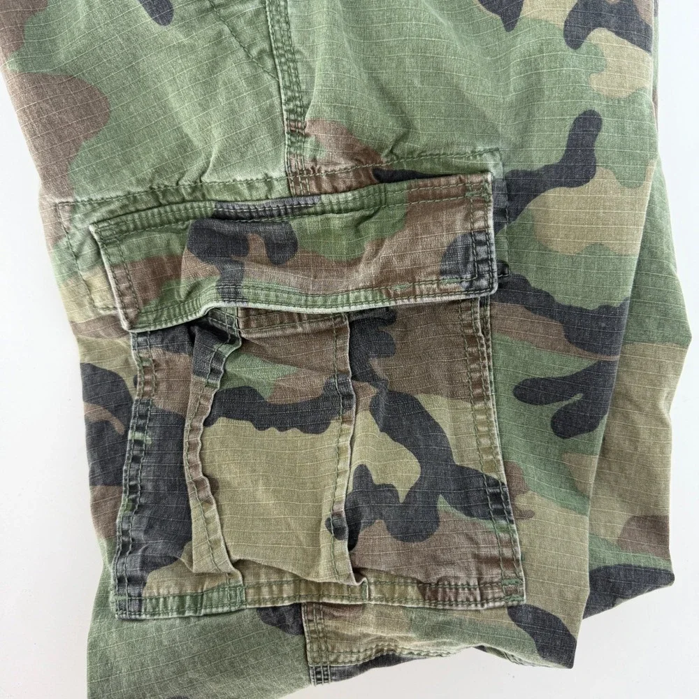 Gap Mens Slim Taper Camo Cargo Pants Woodland Ripstop 30x30 Stretch Trousers